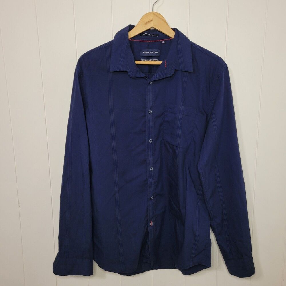 Mens 42 Blue Long Sleeve Button Up Gorpcore Grunge Yacht Career Stretch